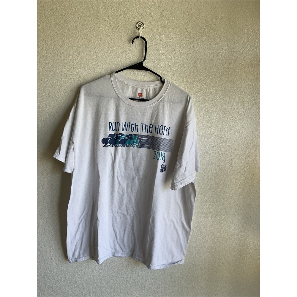 Unisex Race Run With The Herd 2019 T-shirt Short Sleeves Size Extra Large